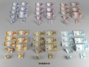 brazilian real brl currency pack 3D Model