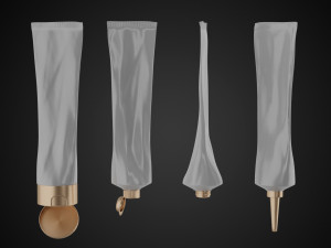 tube container full empty and crumpled 3D Model