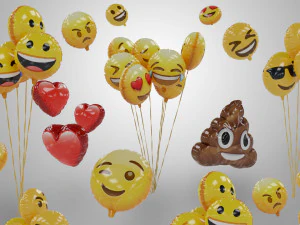 pacote de bal&otilde;es emoji Modelo 3D