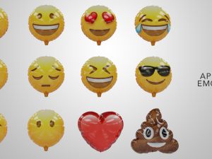 emoji balloons pack Model 3D