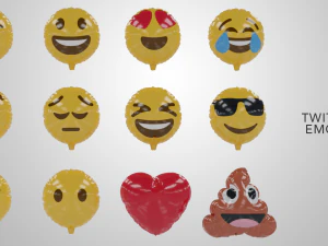emoji balloons pack 3D Model