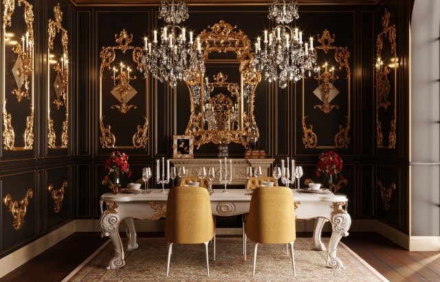 classic dining room Modèle 3D .c4d .max .obj .3ds .fbx .stl .blend 