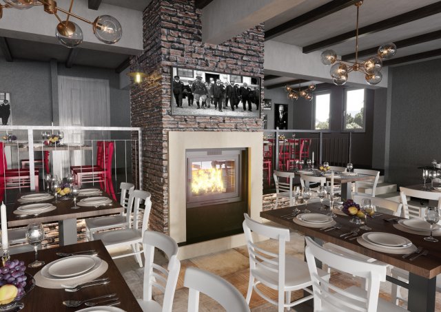restaurant cafe scene Model 3D .c4d .max .obj .3ds .fbx .stl .blend 