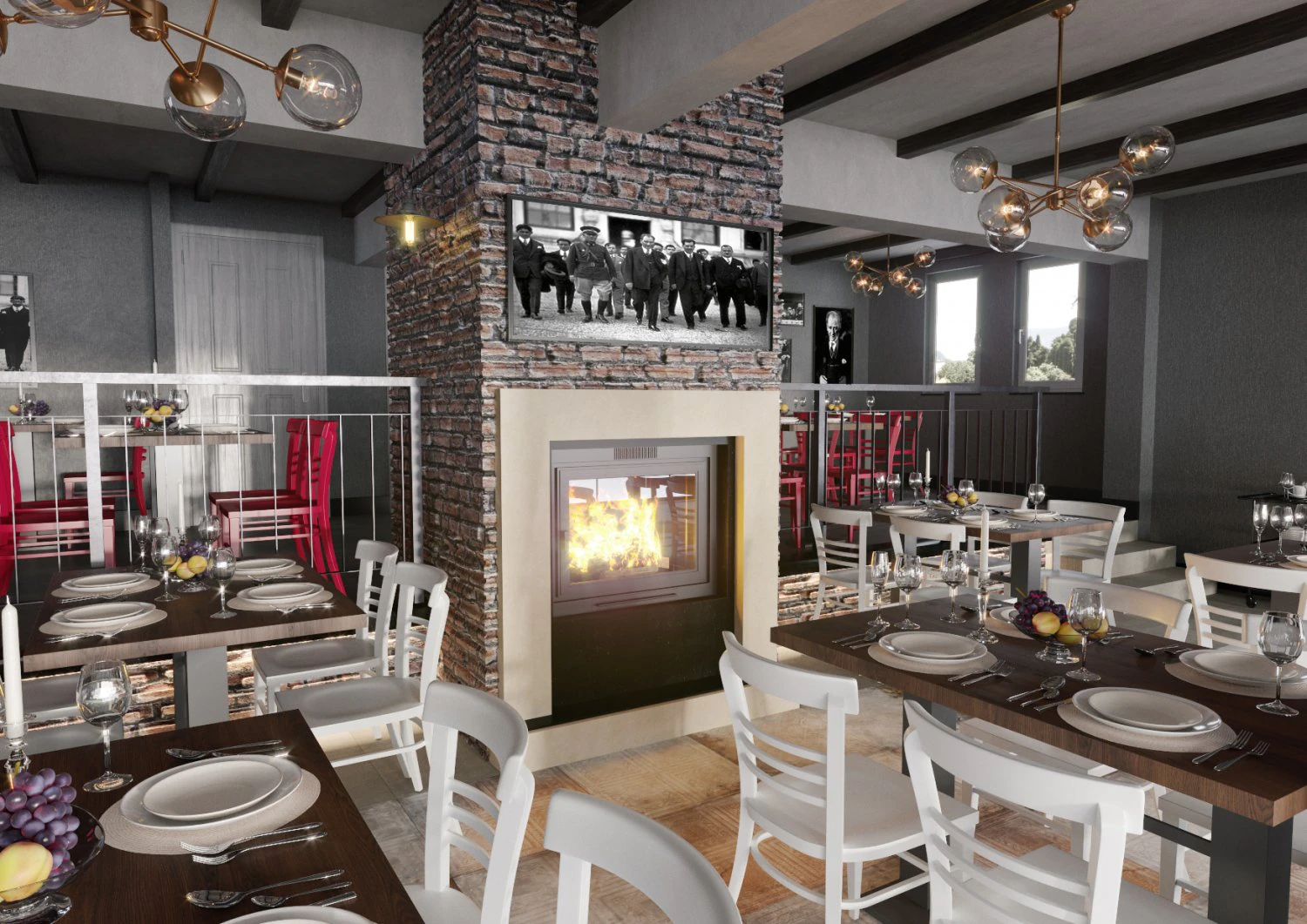 restaurant cafe scene 3D Model .c4d .max .obj .3ds .fbx .stl .blend