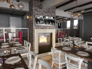 cena do caf&eacute; do restaurante Modelo 3D