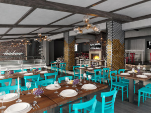 restaurant cafe scene Model 3D
