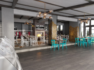 restaurant cafe scene Model 3D