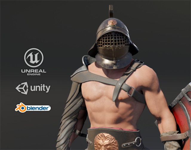 gladiator murmillo Modello 3D .c4d .max .obj .3ds .fbx .stl .blend 