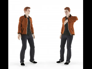 jonge man in een jas 3D Model