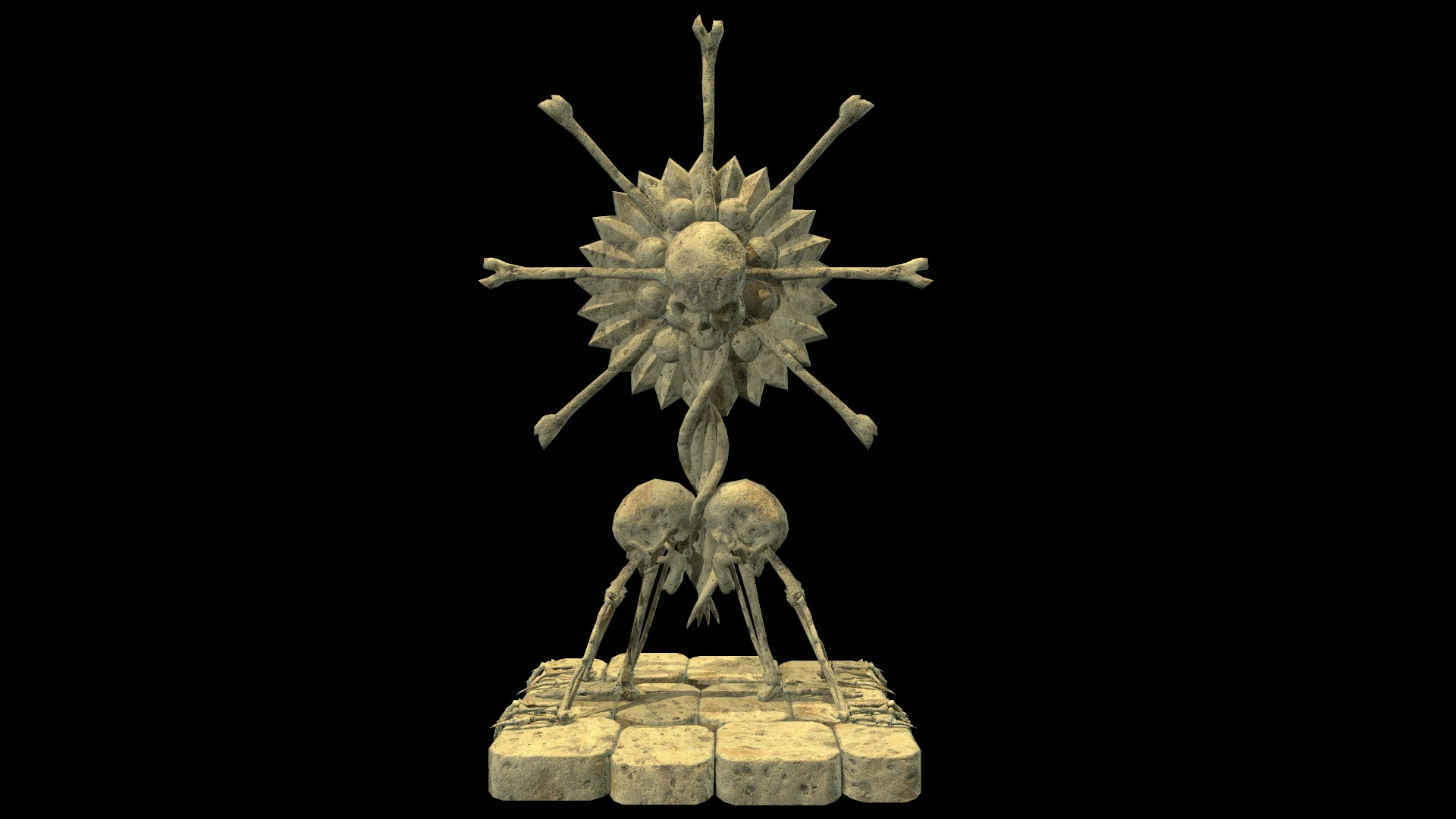 Statue Medieval Skeleton 3D Model .c4d .max .obj .3ds .fbx .stl .blend 