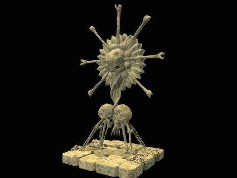 Statue Medieval Skeleton 3D Model