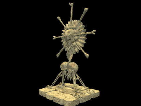 Statue Medieval Skeleton 3D Model