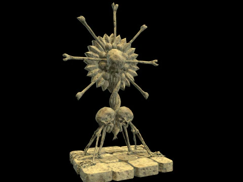 Statue Medieval Skeleton 3D Model
