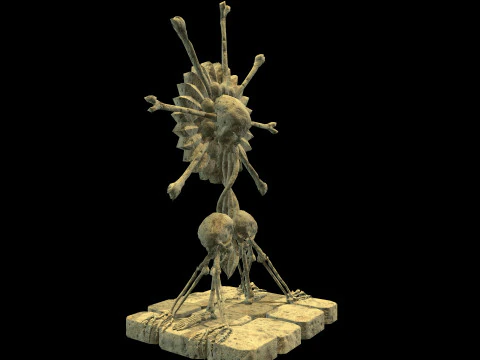 Statue Medieval Skeleton 3D Model