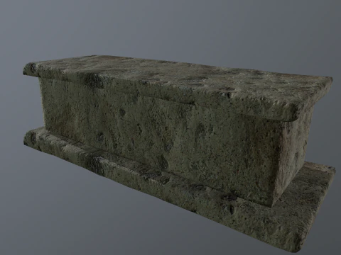 Bench Stone Medieval 3D Model