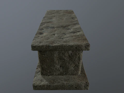 Bench Stone Medieval 3D Model