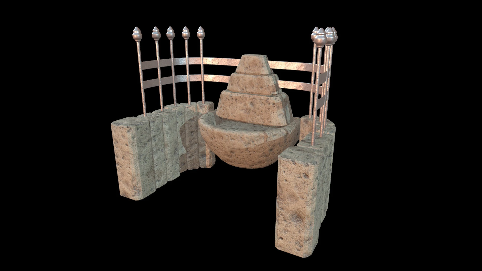 Fountain Medieval 3D Model .c4d .max .obj .3ds .fbx .stl .blend 