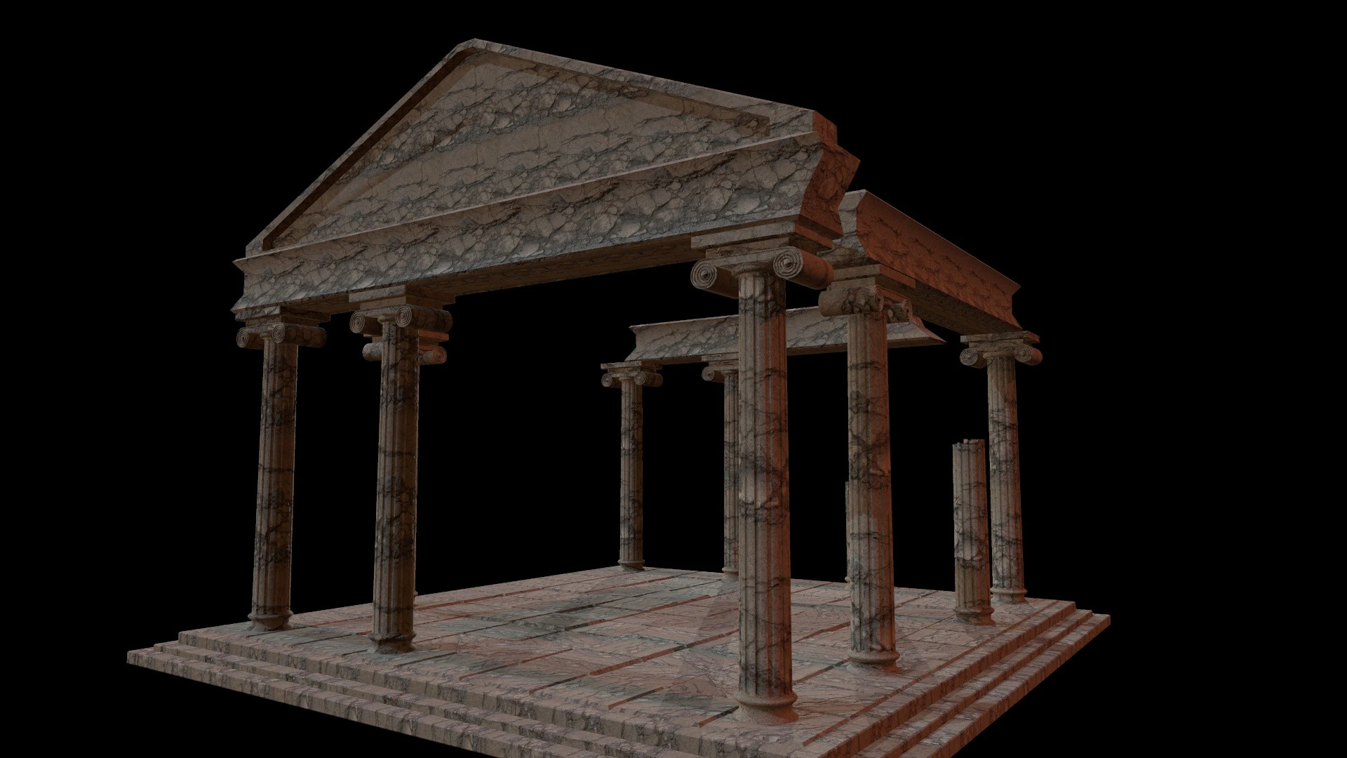 Old Ionic Temple 3D Model .c4d .max .obj .3ds .fbx .stl .blend