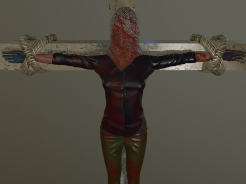 Crucified dead woman 3D Model