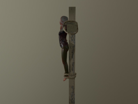Crucified dead woman 3D Model