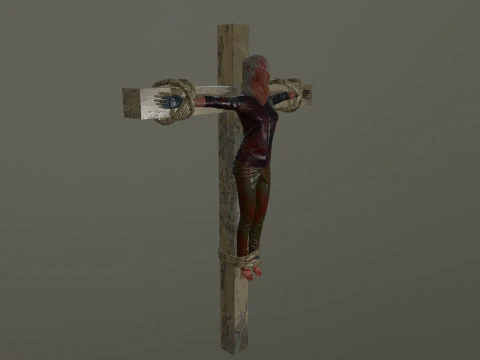 Crucified dead woman 3D Model