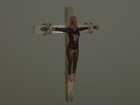 Crucified dead woman 3D Model