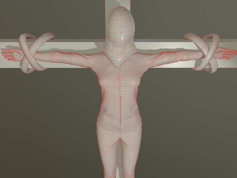 Crucified dead woman 3D Model