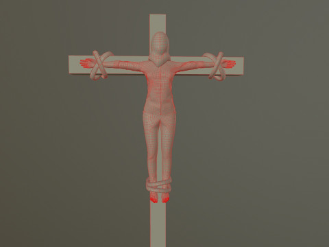 Crucified dead woman 3D Model
