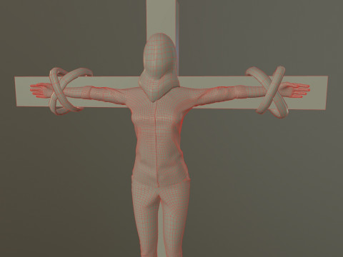 Crucified dead woman 3D Model