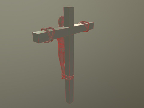 Crucified dead woman 3D Model