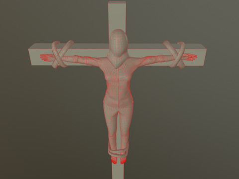 Crucified dead woman 3D Model