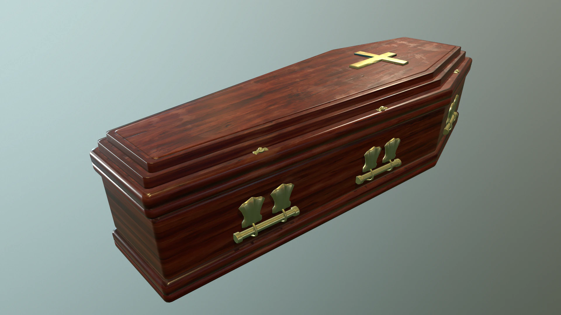 Coffin wooden casket 3D Model .c4d .max .obj .3ds .fbx .stl .blend