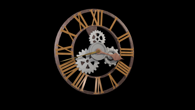 steampunk wall clock 3D 打印模型 .c4d .max .obj .3ds .fbx .stl .blend 