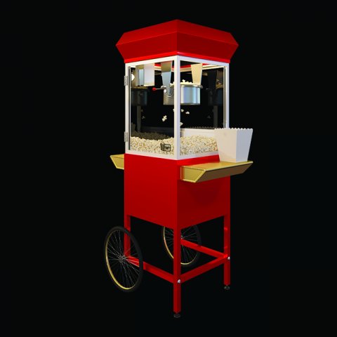 popcorn cart 3D Model .c4d .max .obj .3ds .fbx .stl .blend 