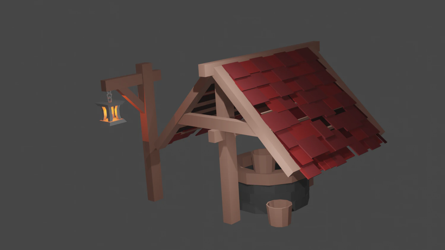 low poly well 3D Model .c4d .max .obj .3ds .fbx .stl .blend 