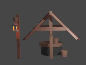 low poly well 3D Model