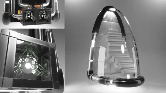 капсула космічний корабель і силове ядро 3D Модель .c4d .max .obj .3ds .fbx .stl .blend 