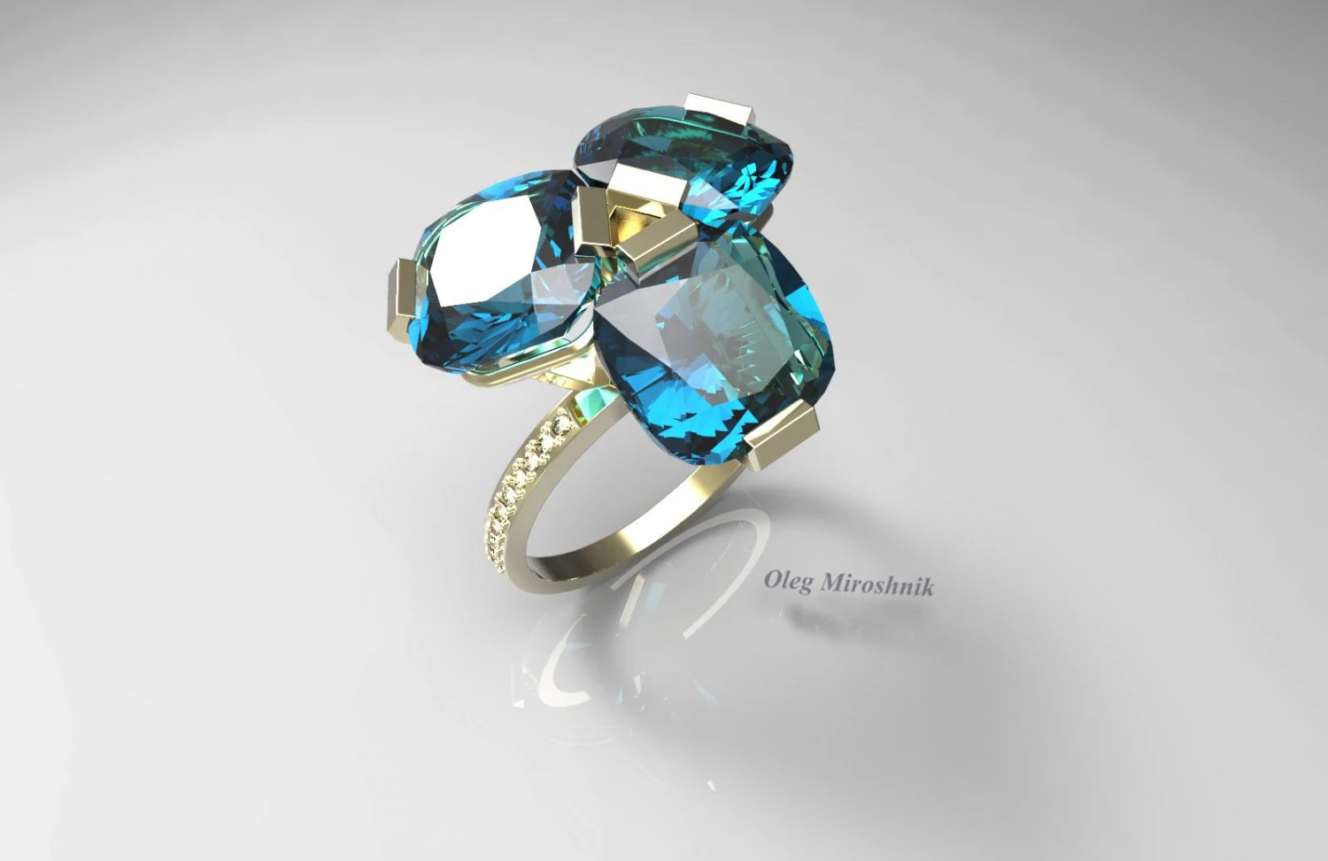 ring with topazes 3D Model .c4d .max .obj .3ds .fbx .stl .blend 