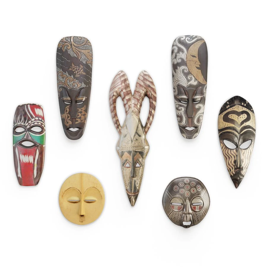 wooden african masks sculpture 3D Model .c4d .max .obj .3ds .fbx .stl .blend