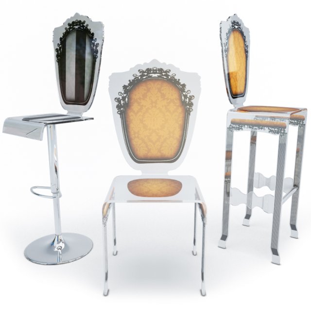 baroque plastic furniture 3D Model .c4d .max .obj .3ds .fbx .stl .blend 