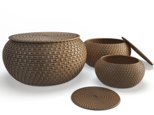 rattan braided baskets 3D मॉडल