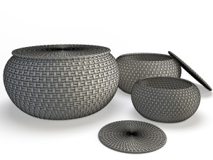 rattan braided baskets 3D-Modell