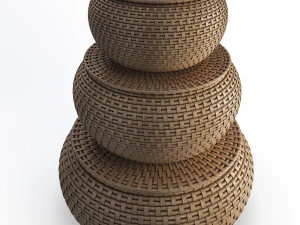 rattan braided baskets 3D Model