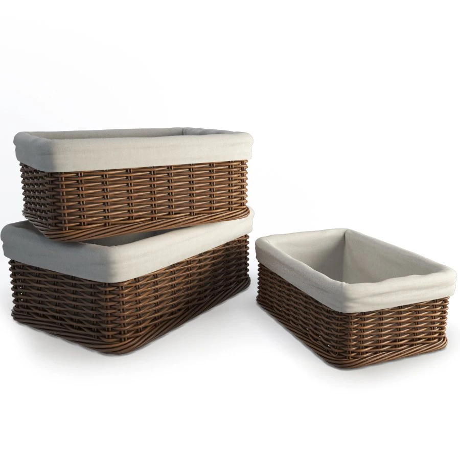 wicker rattan baskets 3D Model .c4d .max .obj .3ds .fbx .stl .blend