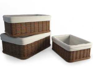 wicker rattan baskets 3D Model