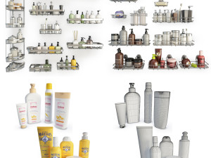bathoom products and metallic shelves 3D Model