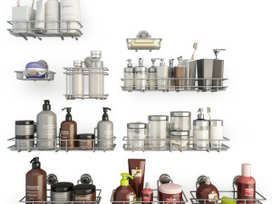 bathoom products and metallic shelves 3D Модель