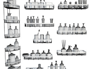 bathoom products and metallic shelves 3D Модель