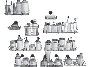 bathoom products and metallic shelves 3D Модель
