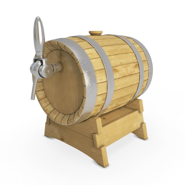 wooden beer barrel 3D Model .c4d .max .obj .3ds .fbx .stl .blend 